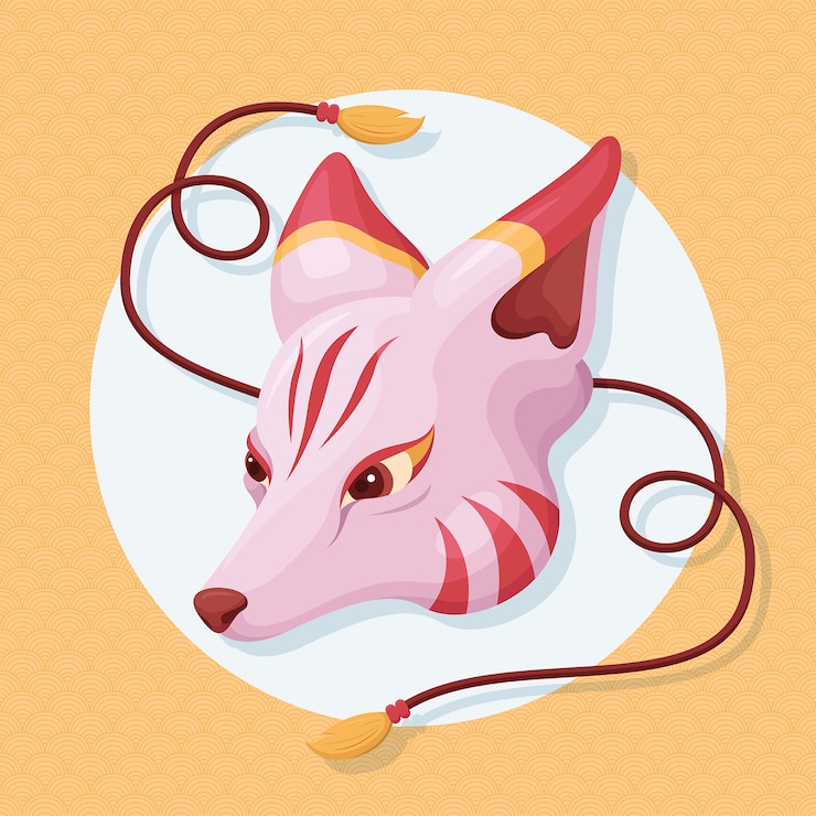 Kostenlose Vektor handgezeichnete kitsune-maskenillustration mit flachem design