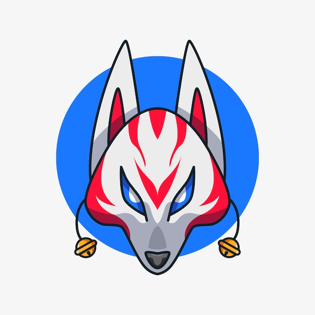 Handgezeichnete kitsune-maskenillustration