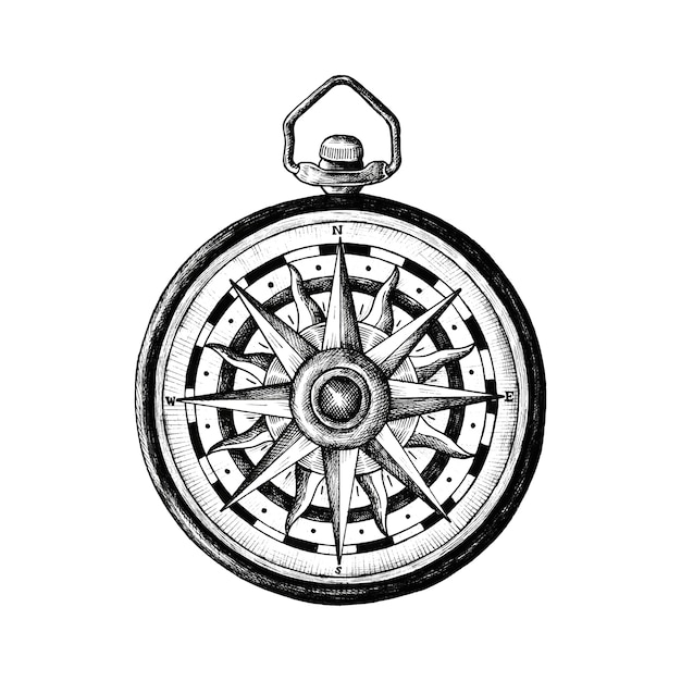 Kostenloser Vektor handgezeichnete klassische kompass