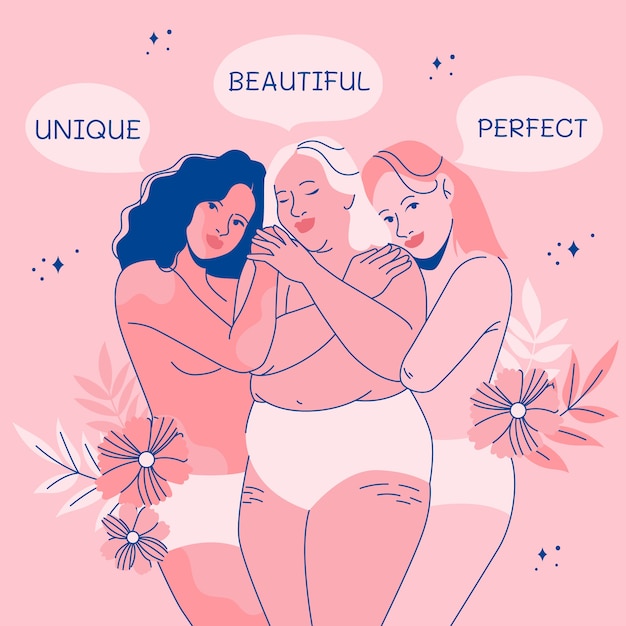 Handgezeichnete körperpositive Illustration