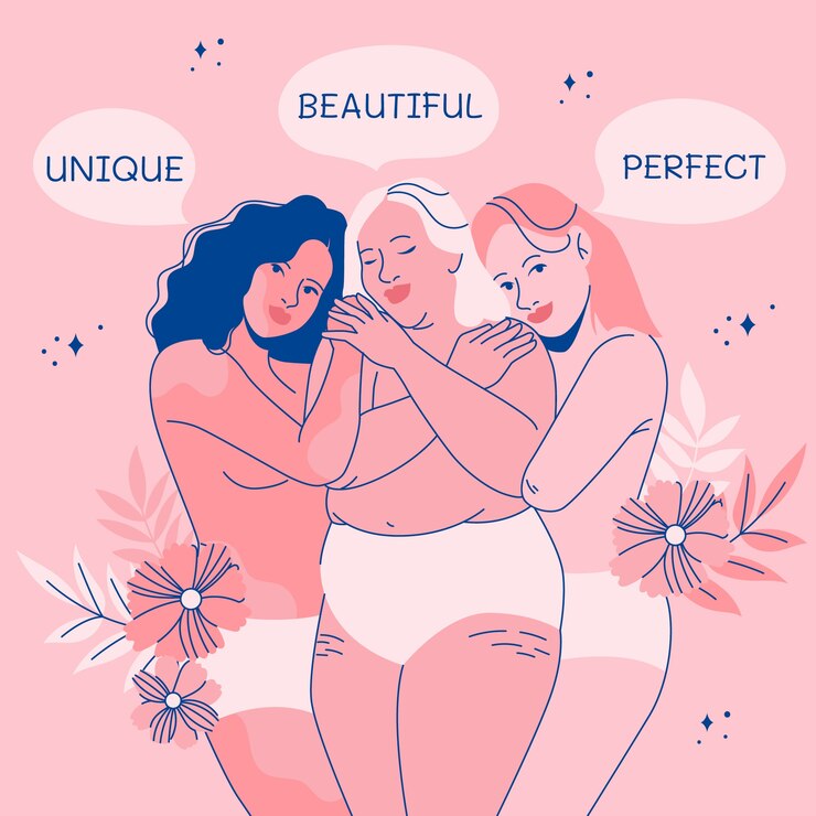 Handgezeichnete körperpositive Illustration