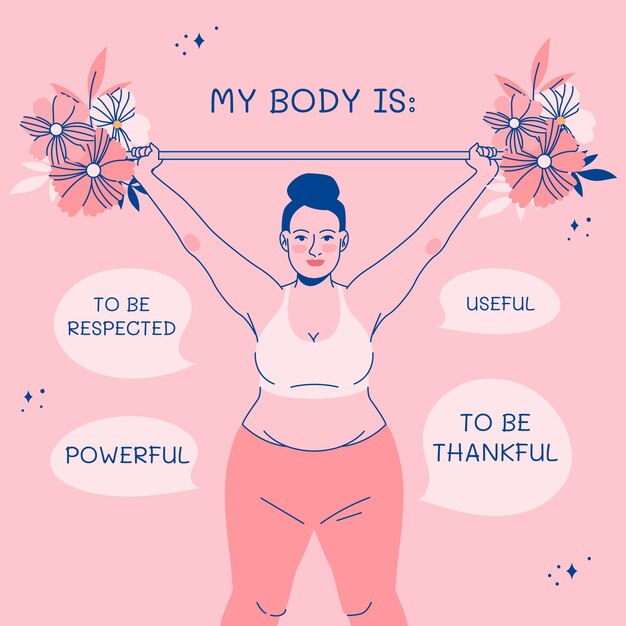 Handgezeichnete körperpositive Illustration