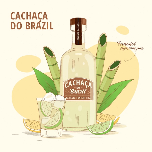 Handgezeichnete köstliche cachaça-illustration