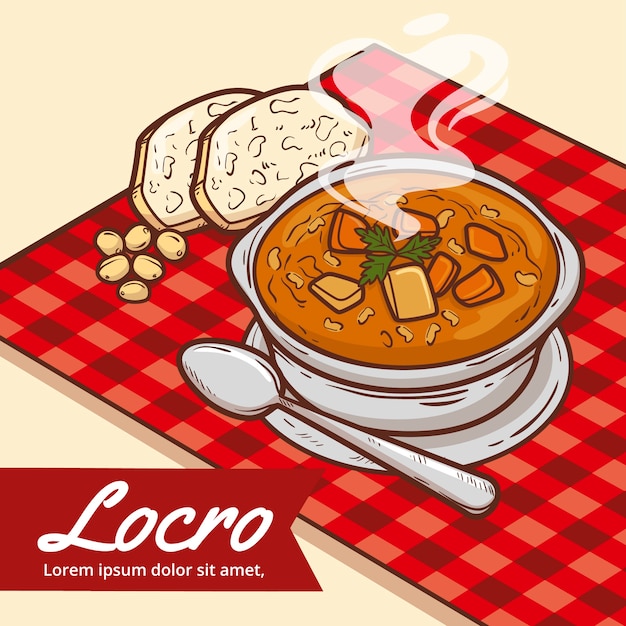 Kostenloser Vektor handgezeichnete köstliche locro-illustration