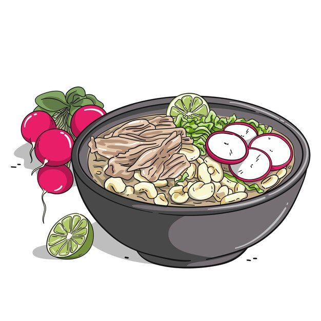 Handgezeichnete köstliche Pozole-Illustration