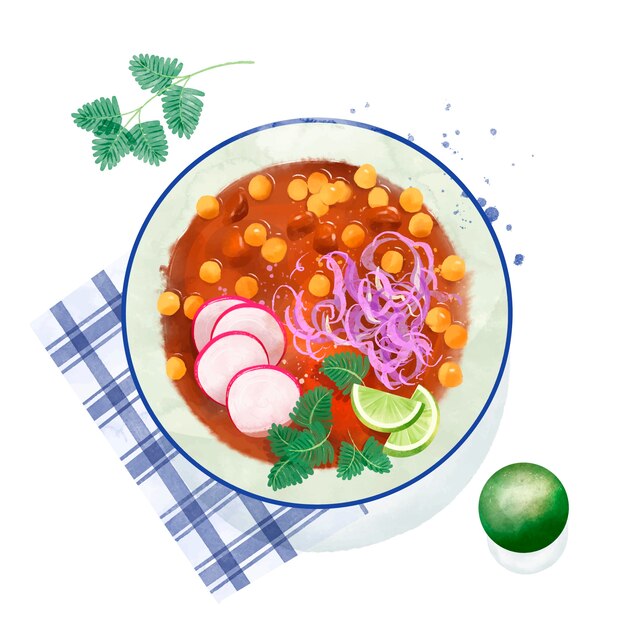 Handgezeichnete köstliche Pozole-Illustration