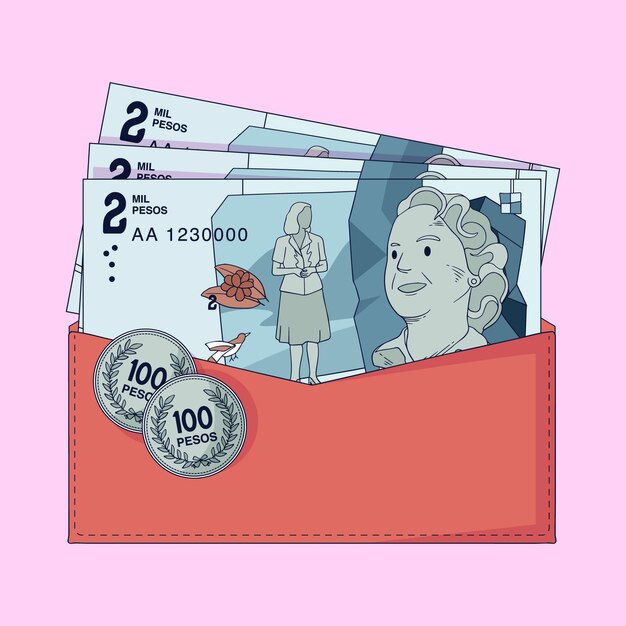 Handgezeichnete kolumbianische Peso-Banknotenillustration