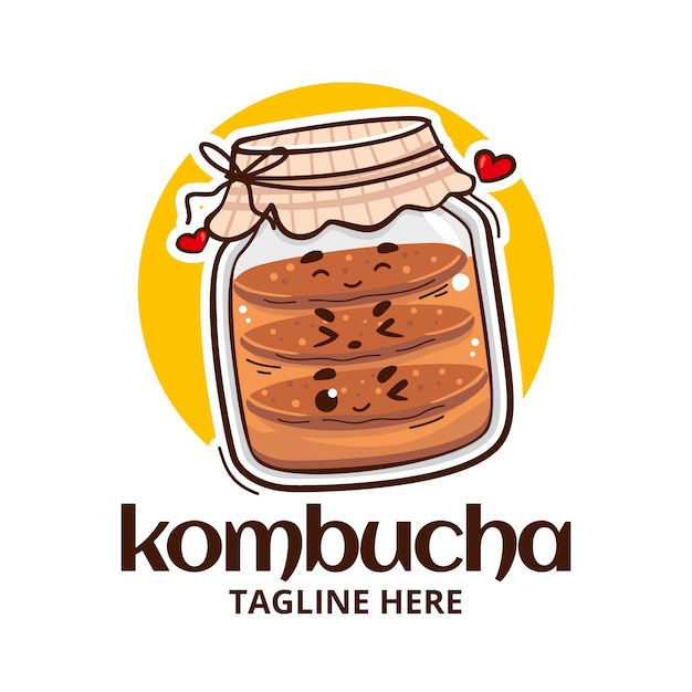 Handgezeichnete kombucha-logo-vorlage