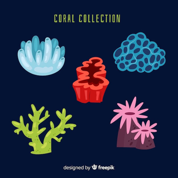 Kostenloser Vektor handgezeichnete korallensammlung
