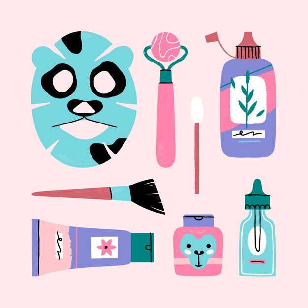 Handgezeichnete koreanische Beauty-Element-Kollektion