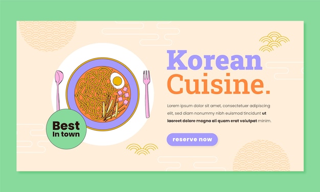 Kostenloser Vektor handgezeichnete koreanische restaurant-facebook-vorlage