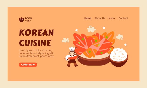 Kostenloser Vektor handgezeichnete koreanische restaurant-landing-page