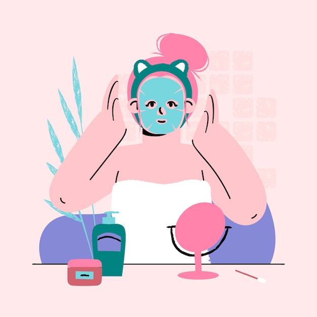 Handgezeichnete koreanische Schönheitsillustration