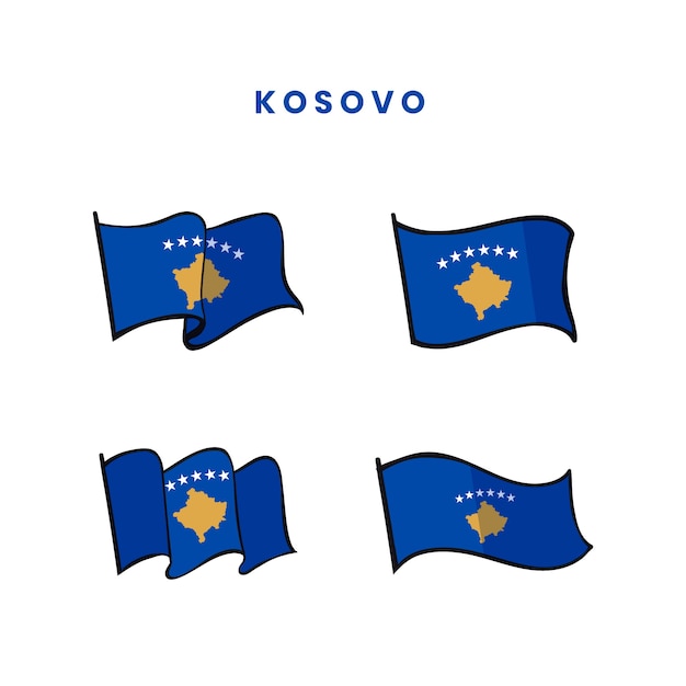 Kostenloser Vektor handgezeichnete kosovo-flagge und sammlung nationaler embleme