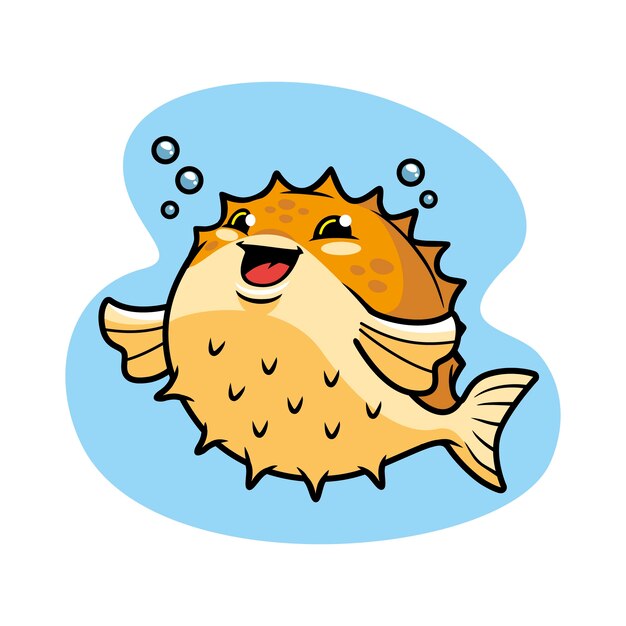 Handgezeichnete Kugelfisch-Cartoon-Illustration