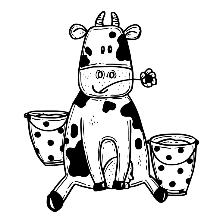 Kostenlose Vektor handgezeichnete kuhumrissillustration
