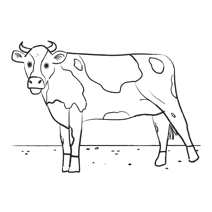 Kostenlose Vektor handgezeichnete kuhumrissillustration