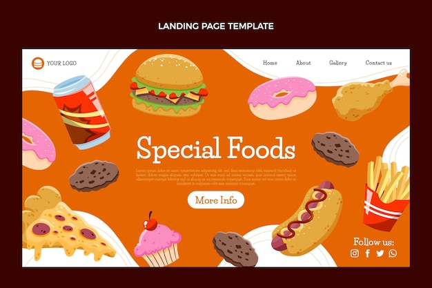 Handgezeichnete Landingpage für Lebensmittel