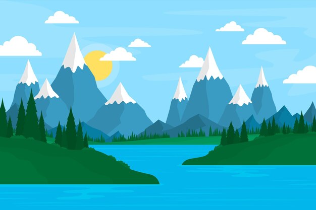 Handgezeichnete Landschaft mit Bergen