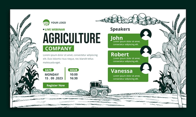 Kostenloser Vektor handgezeichnete landwirtschaftsvorlage