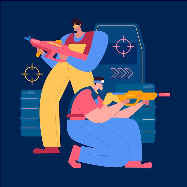 Handgezeichnete laser-tag-illustration