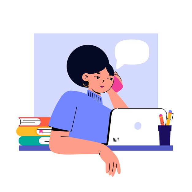 Handgezeichnete leute, die am telefon sprechen, illustration