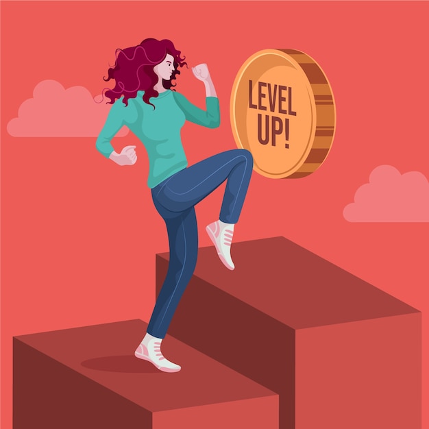 Handgezeichnete level-up-illustration