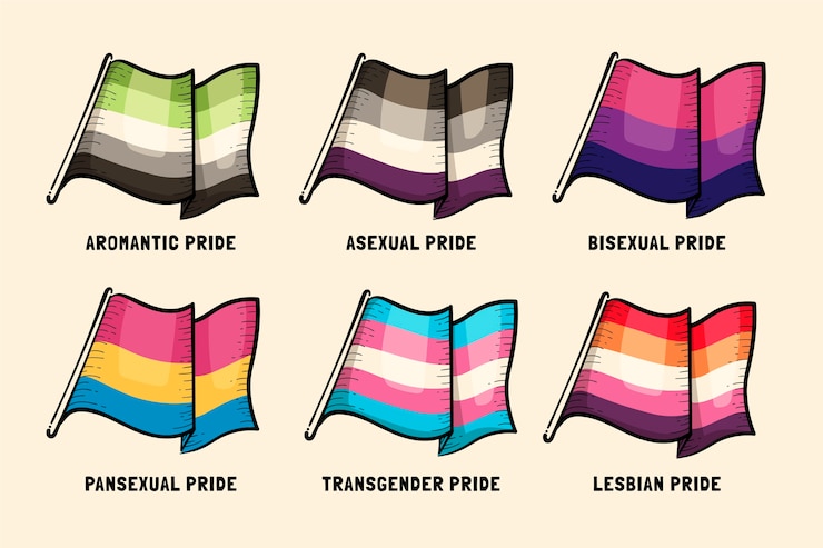 Kostenlose Vektor handgezeichnete lgbt-flaggen-sammlung des stolzmonats