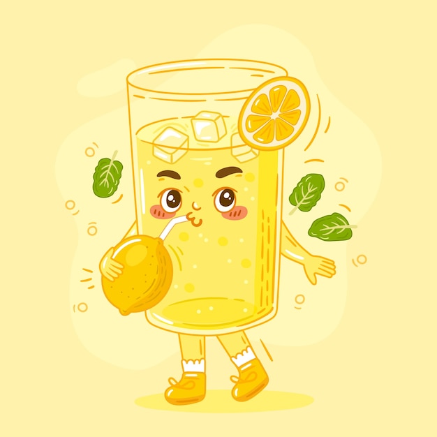 Handgezeichnete limonaden-cartoon-illustration