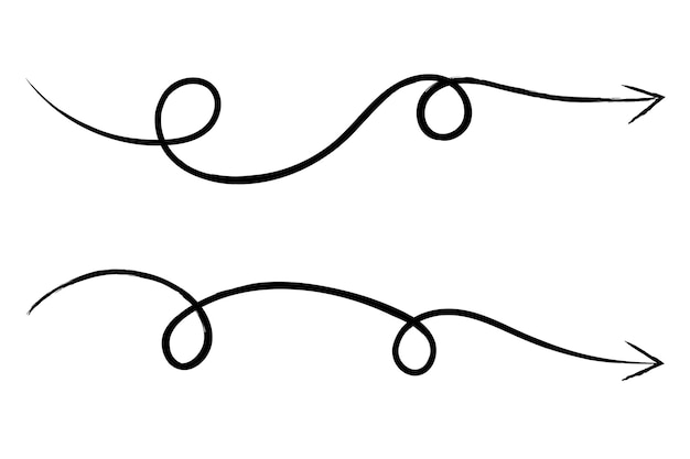 Kostenloser Vektor handgezeichnete lockige pfeile