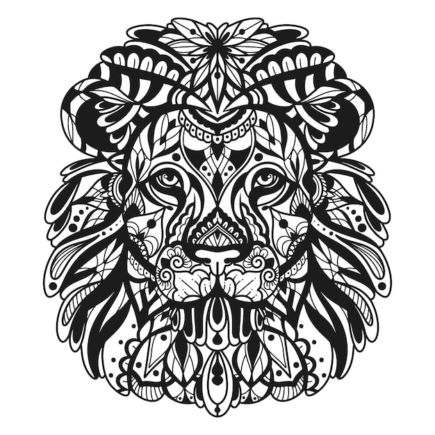 Handgezeichnete Löwe-Mandala-Illustration