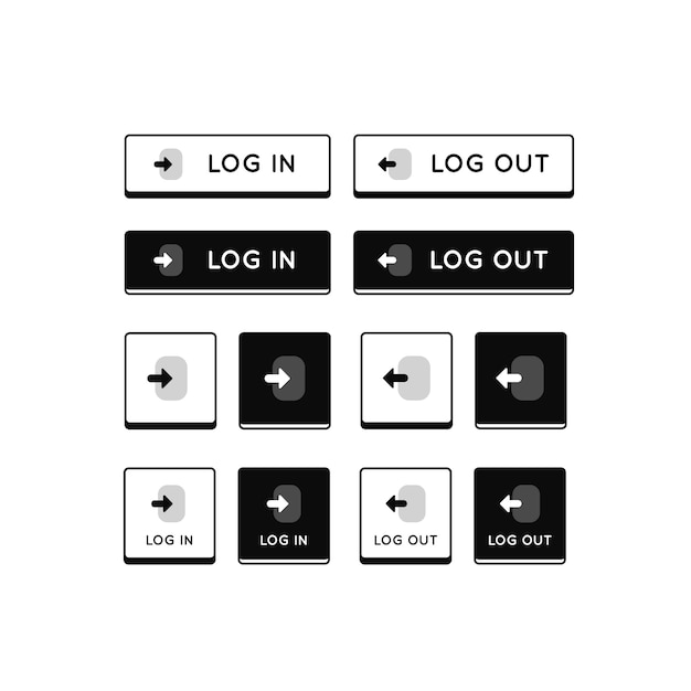 Kostenloser Vektor handgezeichnete login- und logout-schaltflächen-symbole