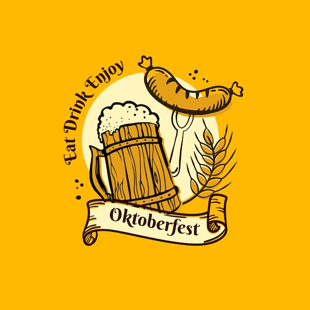 Kostenloser Vektor handgezeichnete logo-vorlage für das oktoberfest