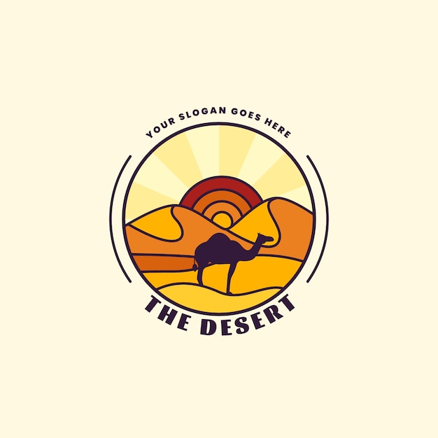 Kostenloser Vektor handgezeichnete logo-vorlage für die wüste