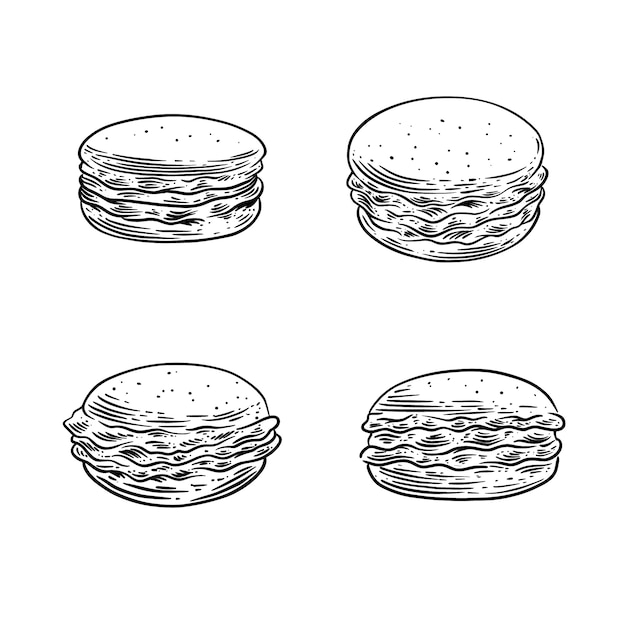 Kostenloser Vektor handgezeichnete makronen-zeichnungsillustration