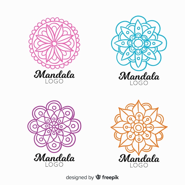 Kostenloser Vektor handgezeichnete mandala-logo-sammlung