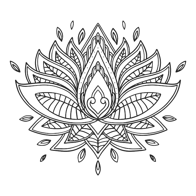 Handgezeichnete Mandala-Lotusblumenzeichnung