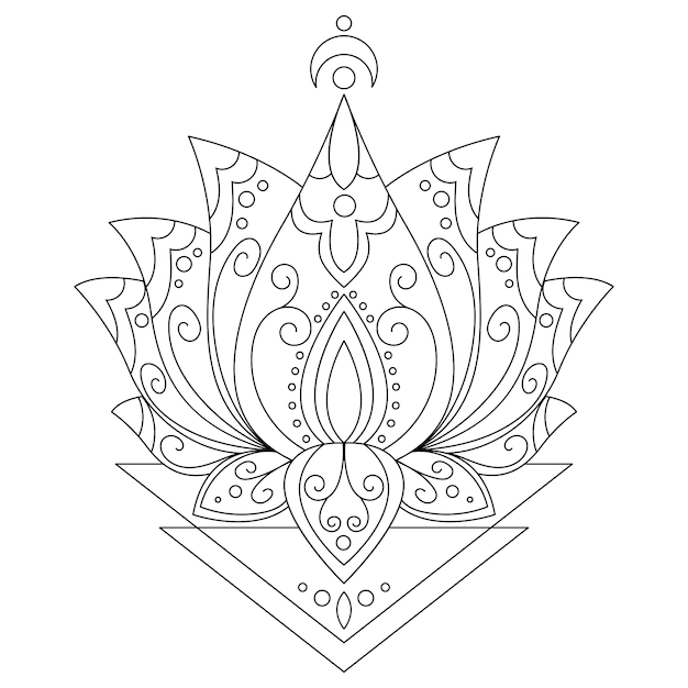 Handgezeichnete mandala-lotusblumenzeichnung