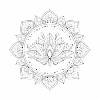 Kostenloser Vektor handgezeichnete mandala-lotusblumenzeichnung