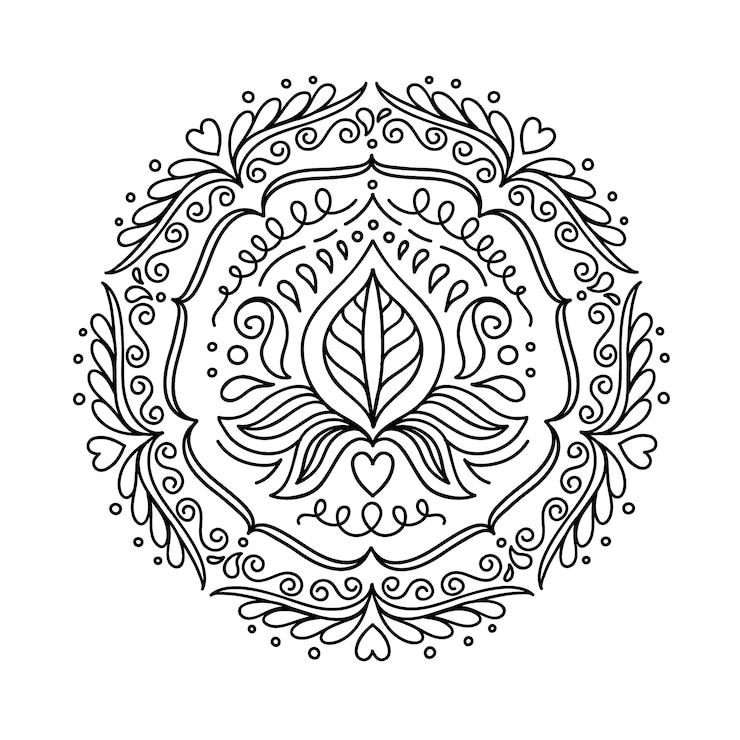 Kostenlose Vektor handgezeichnete mandala-lotusblumenzeichnung