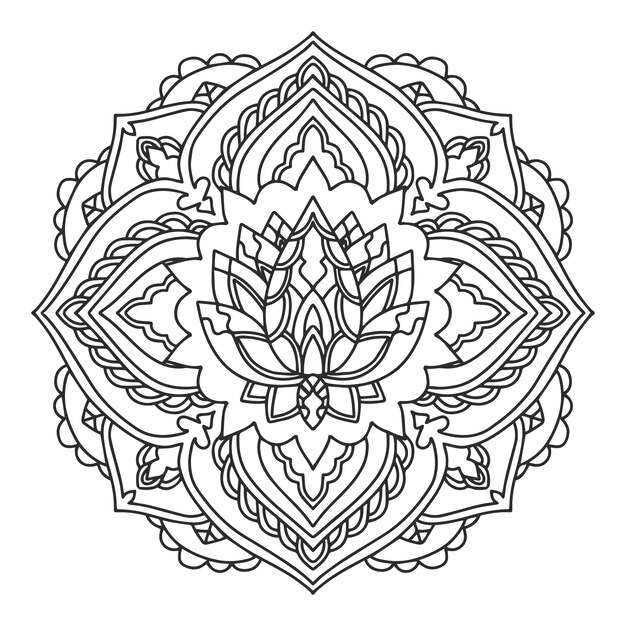 Handgezeichnete mandala-lotusblumenzeichnung