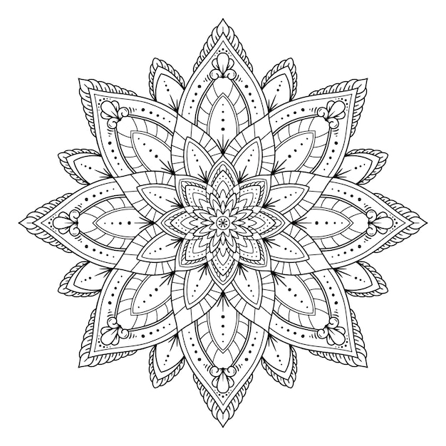 Handgezeichnete Mandala-Lotusblumenzeichnung