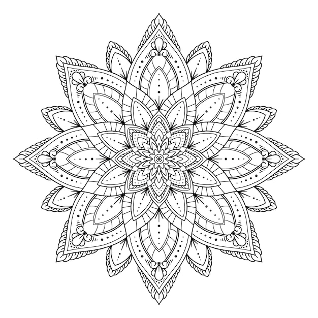 Handgezeichnete Mandala-Lotusblumenzeichnung