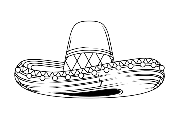 Handgezeichnete mariachi-hut-hat-illustration