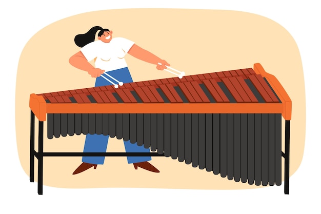 Kostenloser Vektor handgezeichnete marimba-instrument-illustration