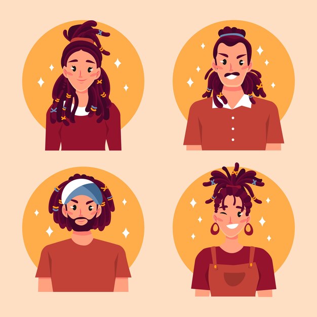 Handgezeichnete Menschen mit Dreadlocks-Illustration