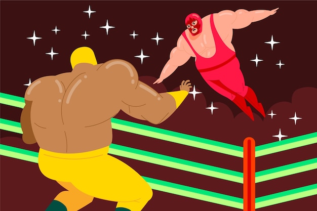 Kostenloser Vektor handgezeichnete mexikanische wrestler-illustration