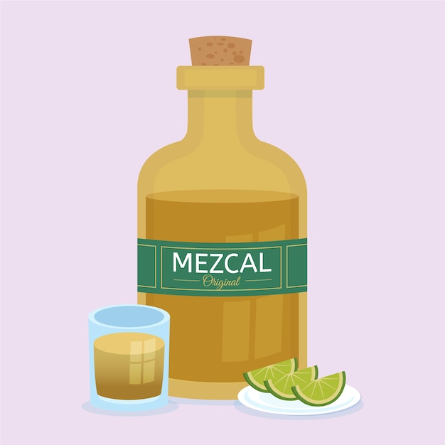 Kostenloser Vektor handgezeichnete mezcal-illustration