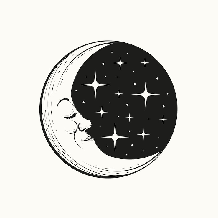 Kostenlose Vektor handgezeichnete mond- und sternzeichnung