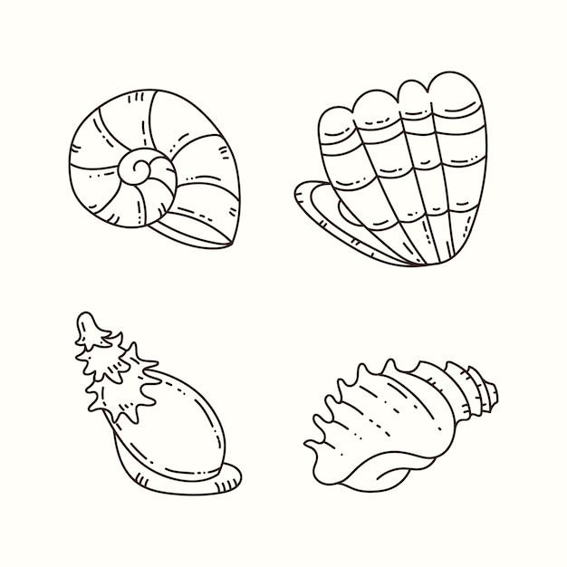 Kostenloser Vektor handgezeichnete muschelumrissillustration